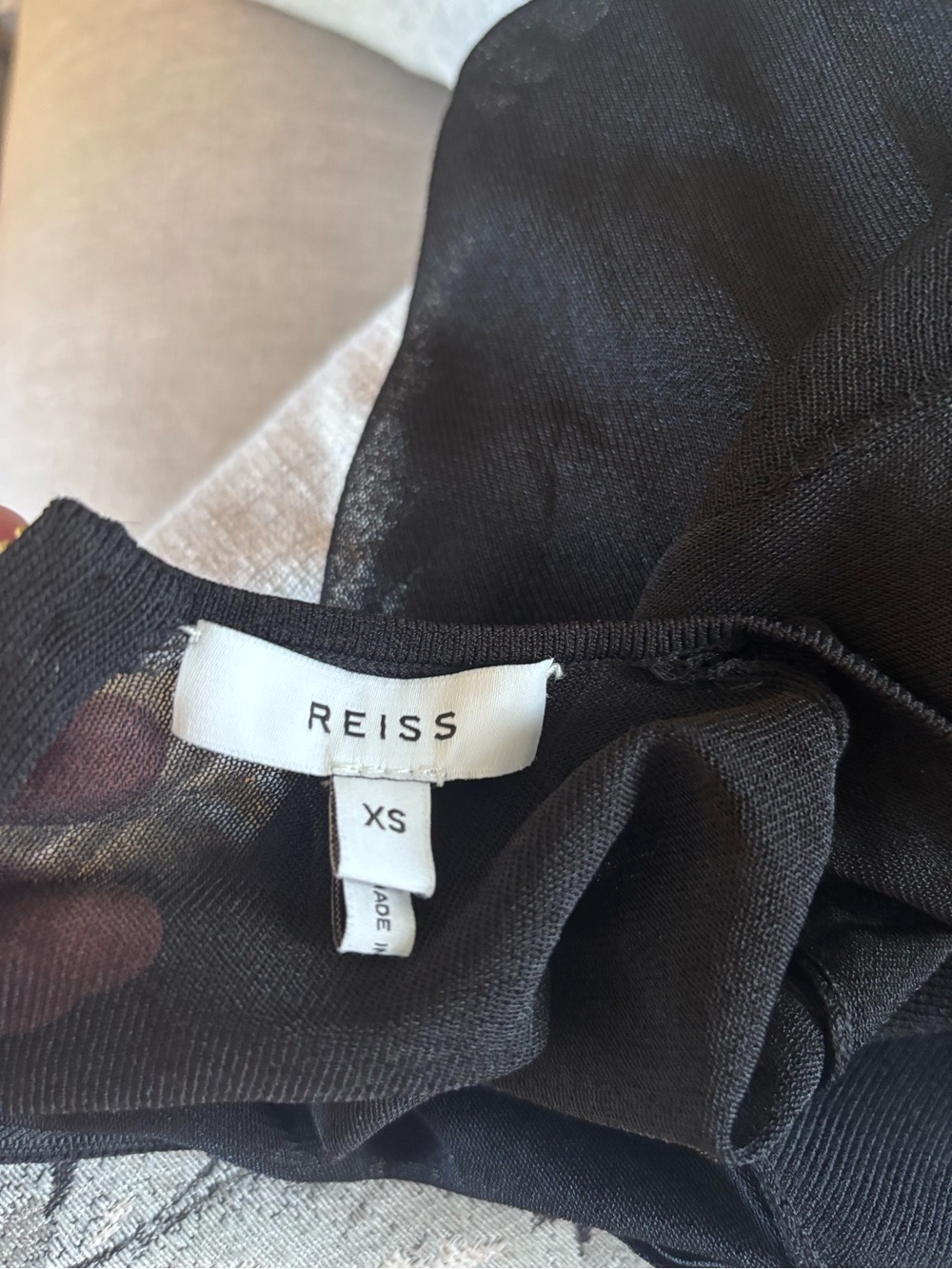 Reiss Lily Semi Sheer Slim Fit Top Long Sleeve Zipper Edgy Sexy Women’s Size XS - Picture 5 of 7